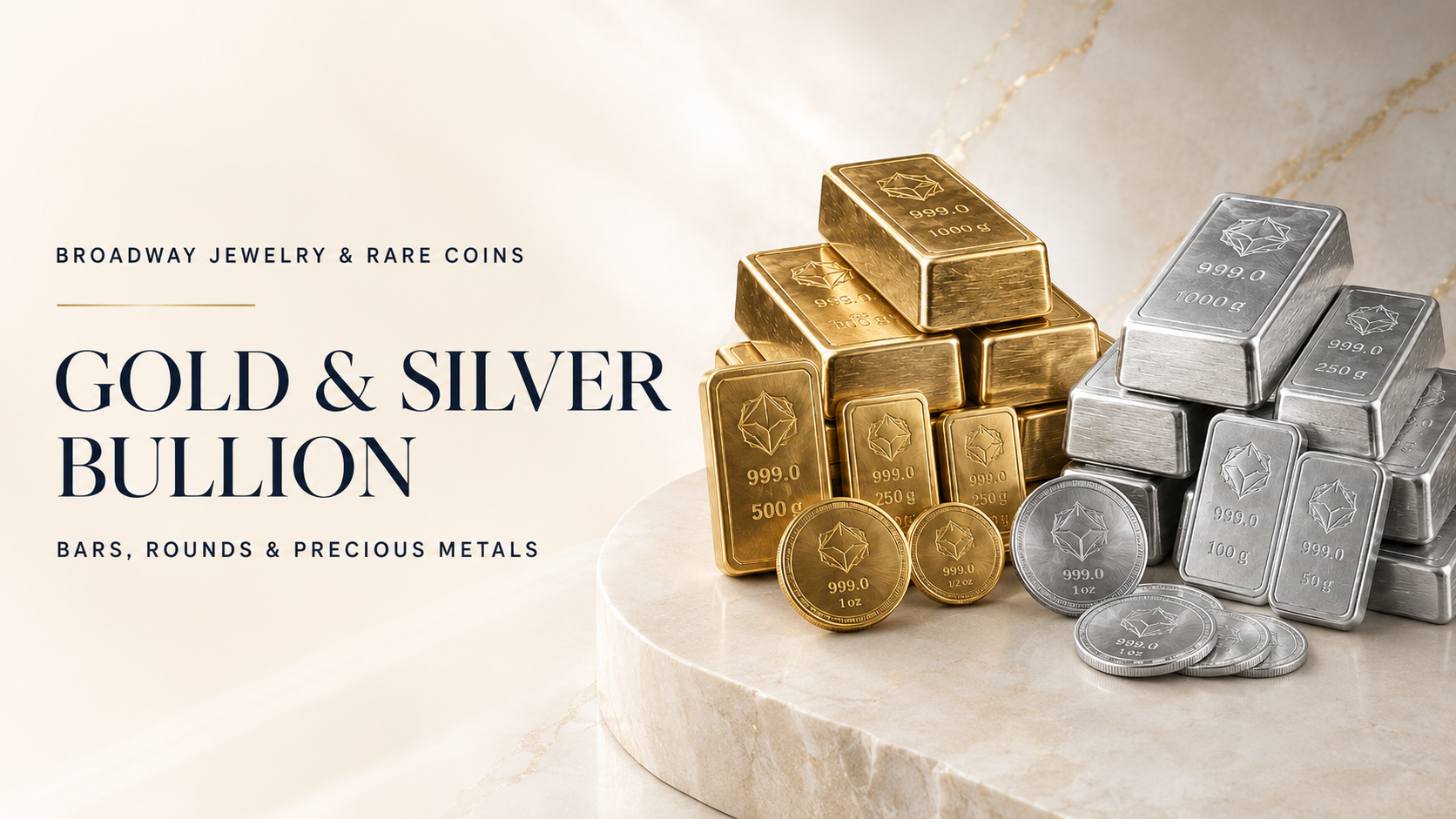Gold and silver bullion at Broadway Jewelry & Rare Coins in Bradley IL